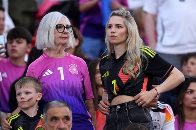Soccer UEFA EURO 2024 group stage 3 matchday Switzerland Germany on 23 06 2024 at the Frankfurt Arena in Frankfurt Marita Neuer mother Manuel Neuer , left Anika Bissel wife partner Manuel Neuer , right xRx
