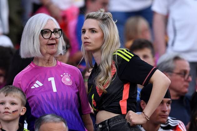 Soccer UEFA EURO 2024 group stage 3 matchday Switzerland Germany on 23 06 2024 at the Frankfurt Arena in Frankfurt Marita Neuer mother Manuel Neuer , left Anika Bissel wife partner Manuel Neuer , right xRx