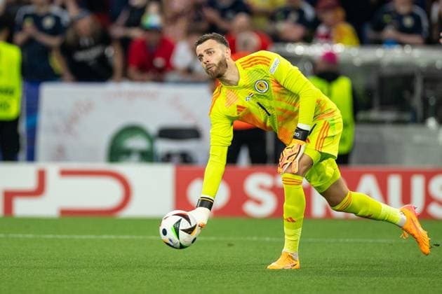 UEFA EURO 2024 Scotland Hungary 23 06 2024 Angus Gunn Scotland, 1 UEFA EURO 2024 Scotland Hungary Stuttgart Stadium, Stuttgart 23 06 2024 Copyright: xBEAUTIFULxSPORTS Buriakovx