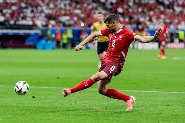 UEFA EURO 2024 Switzerland Germany 23 06 2024 Remo Freuler Switzerland, 8 with the assist for the goal UEFA EURO 2024 Switzerland Germany Frankfurt Arena, Frankfurt 23 06 2024 Copyright: xBEAUTIFULxSPORTS Wunderlx
