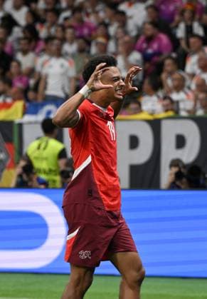 Cheers Dan Ndoye Switzerland 23 06 2024, European Football Championship 2024, Preliminary round, 3 Matchday Switzerland Germany Frankfurt Frankfurt Arena Hessen Germany Team2