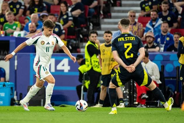 UEFA EURO 2024 Scotland Hungary 23 06 2024 Milos Kerkez Hungary, 11 UEFA EURO 2024 Scotland Hungary Stuttgart Stadium, Stuttgart 23 06 2024 Copyright: xBEAUTIFULxSPORTS Buriakovx
