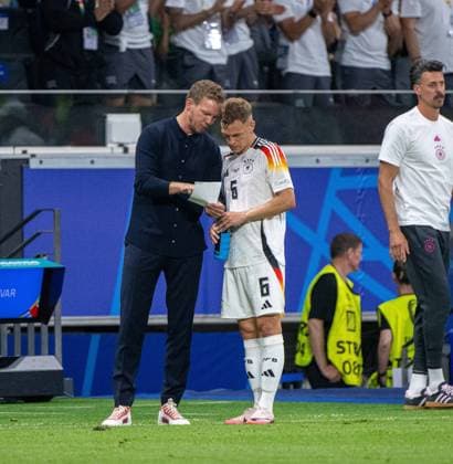 Soccer, men, season 2023 24, Euro EM 2024, Group A 3 matchday in Frankfurt, Switzerland Germany, f l national coach Julian Nagelsmann Germany , Joshua Kimmich Germany , 23 06 2024, Copyright: xMatthiasxKochx