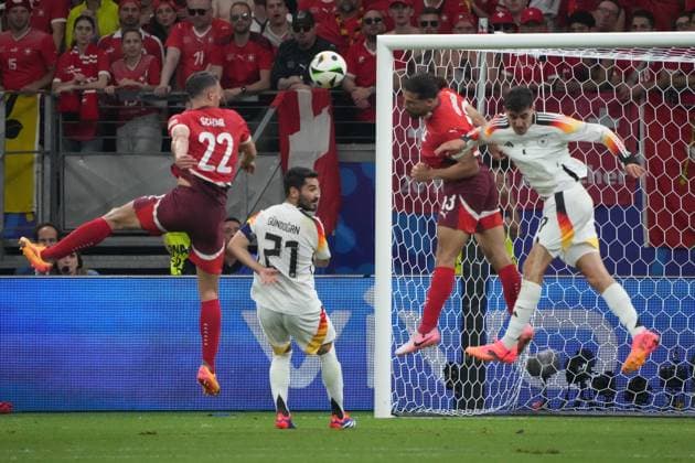 Ricardo Rodriguez Switzerland, Switzerland, Suisse, 13 clears against Kai Havertz Germany Germany, 07 Frankfurt 23 06 2024 Germany vs Switzerland, EURO2024 M25, Group A, EM Arena Frankfurt