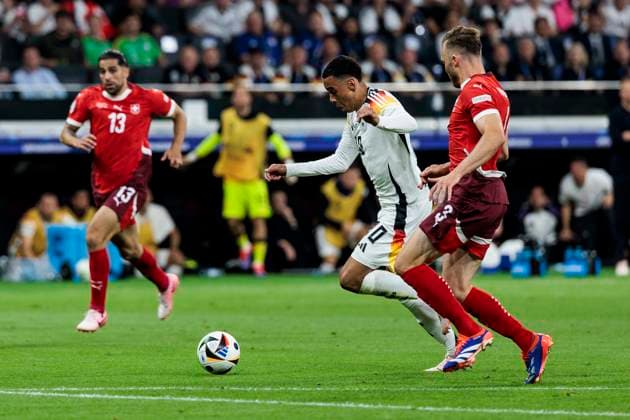 UEFA EURO 2024 Switzerland Germany 23 06 2024 Jamal Musiala Germany, 10 UEFA EURO 2024 Switzerland Germany Frankfurt Arena, Frankfurt on 23 06 2024 Copyright: xBEAUTIFULxSPORTS Wunderlx