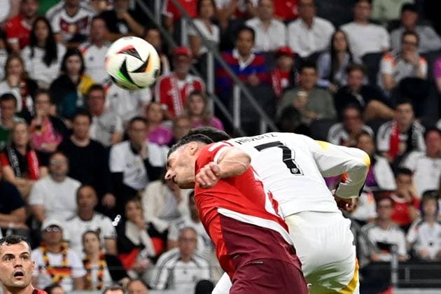 23 06 2024, xjrdrx, European Football Championship 2024, Switzerland Germany emspor, v l Fabian Schär Switzerland Kai Havertz German National Football Team DFB Zweikampf, Aktion, action, battle for the ball DFL DFB REGULATIONS PROHIBIT ANY USE OF PHOTOGRAPHS as IMAGE SEQUENCES and or QUASI VIDEO Frankfurt
