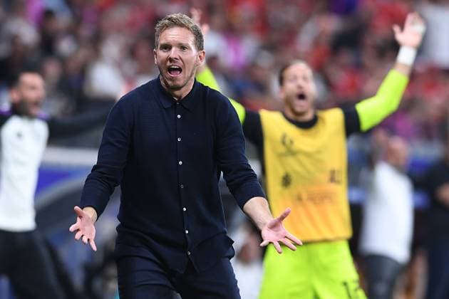 Soccer UEFA EURO 2024 group stage 3 matchday Switzerland Germany on 23 06 2024 at the Frankfurt Arena in Frankfurt Julian Nagelsmann national coach coach Germany emotions get excited xRx