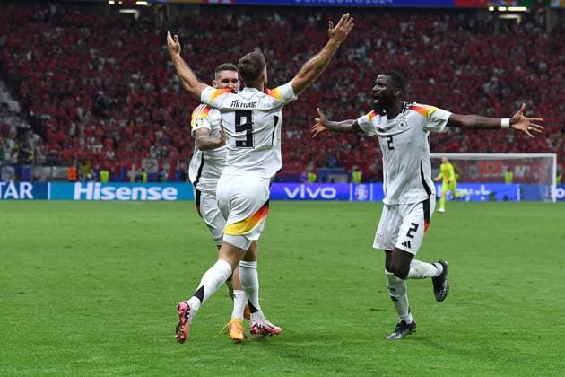 Soccer UEFA EURO 2024 Group stage 3 Matchday Switzerland Germany on 23 06 2024 at Frankfurt Arena in Frankfurt Goal celebration Goal for 1 1 by Niclas Füllkrug Germany xRx