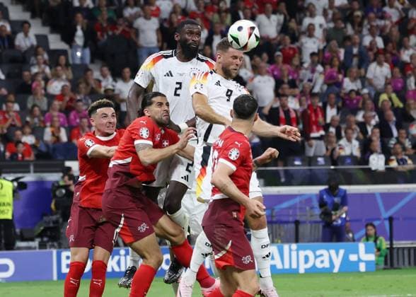 Frankfurt, Germany, 23rd June 2024. Niclas Fuellkrug of Germany scores the equalsiing goal during the UEFA European championships match at Commerzbank-Arena, Frankfurt. Picture credit should read: David Klein Sportimage EDITORIAL USE ONLY. No use with unauthorised audio, video, data, fixture lists, club league logos or live services. Online in-match use limited to 120 images, no video emulation. No use in betting, games or single club league player publications. SPI-3203-0108
