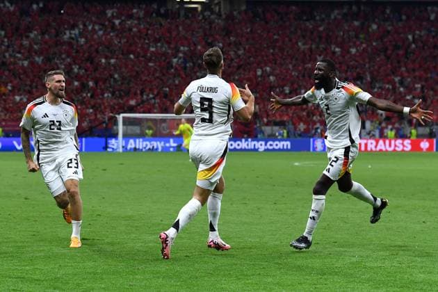 Soccer UEFA EURO 2024 Group stage 3 Matchday Switzerland Germany on 23 06 2024 at Frankfurt Arena in Frankfurt Goal celebration Goal for 1 1 by Niclas Füllkrug Germany xRx
