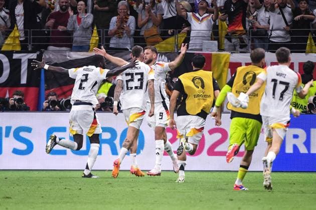 FRANKFURT AM MAIN, GERMANY JUNE 23 Niclas Fullkrug of Germany C celebrates his goal during the UEFA EURO 2024 group stage match between Switzerland and Germany at Frankfurt Arena on June 23, 2024 in Frankfurt am Main, Germany Frankfurt am Main Frankfurt Arena Hesse Germany Copyright: xJustPictures.ch ManuelxWinterbergerx jp-en-EuSpIm-JP4_MAN_Scotland_Swiss_19Jun2024_CO_00091