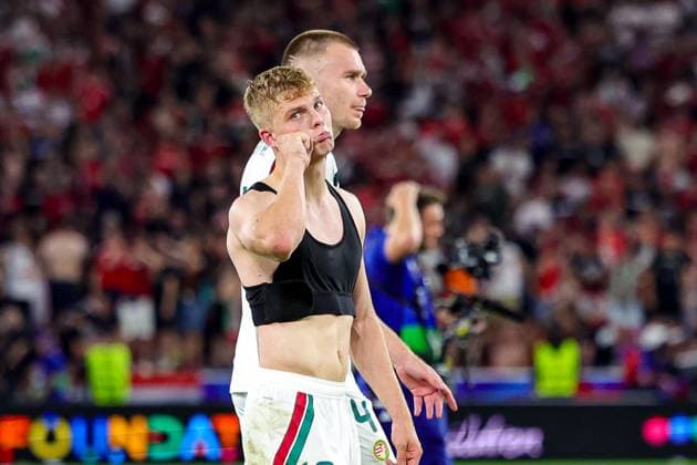 Scotland v Hungary Euro 2024 23 06 2024. Group A Andras Schäfer of Hungary gestures to Scotland fans during the Euro 2024 match between Scotland and Hungary at Hampden Park, Glasgow, United Kingdom on 23 June 2024. Editorial use only , Copyright: xNigelxKeenex PSI-19823-0035