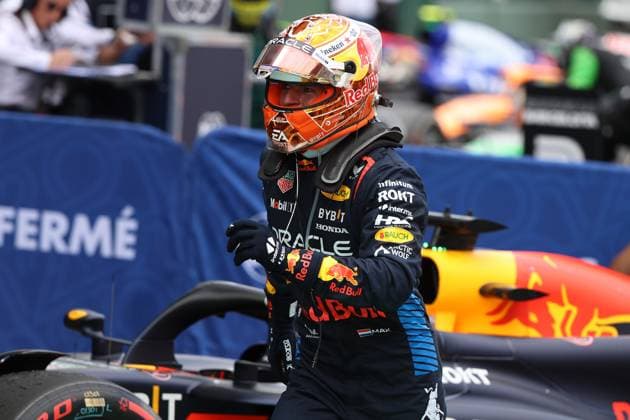 23 06 2024, xrarjax, Motorsport FIA Formula 1, Grand Prix of Spain emspor, v l race Max Verstappen Oracle Red Bull Racing starting number 1 after the race victory joy Barcelona