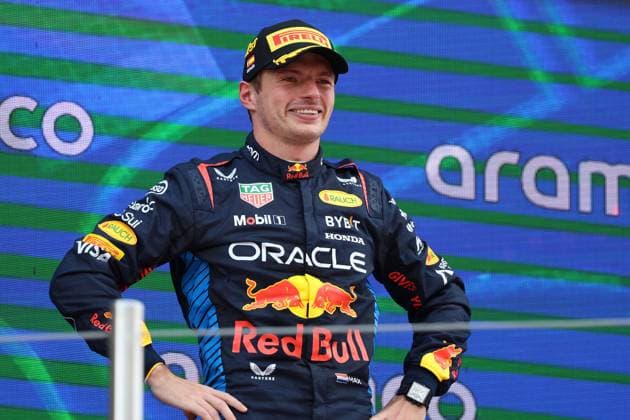 23 06 2024, xrarjax, Motorsport FIA Formula 1, Spanish Grand Prix emspor, v l race Max Verstappen Oracle Red Bull Racing starting number 1 on the podium jubilation joy emotions Barcelona