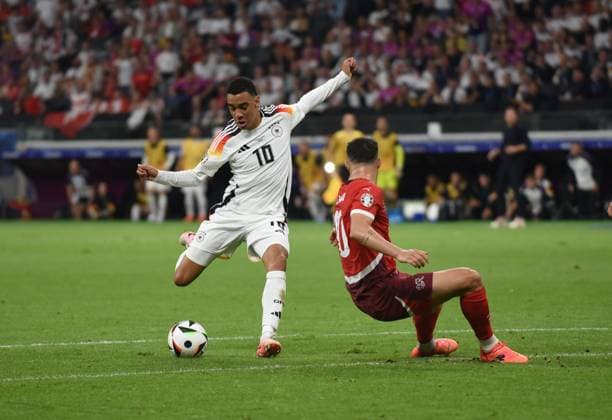23 06 2024 Arena Frankfurt Stadium Football European Championship 2024 UEFA EURO 2024 Germany Switzerland EM 2024 Jamal Musiala 10, GER vs Granit Xhaka Switzerland