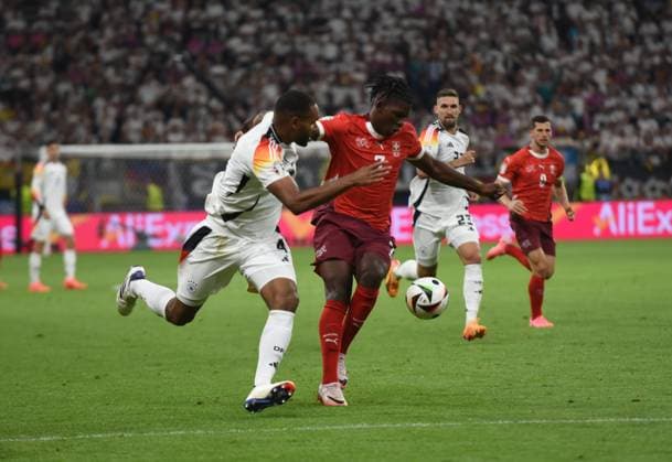 23 06 2024 Arena Frankfurt Stadium Football European Championship 2024 UEFA EURO 2024 Germany Switzerland EM 2024 Jonathan Tah 4, GER vs Breel Embolo Switzerland