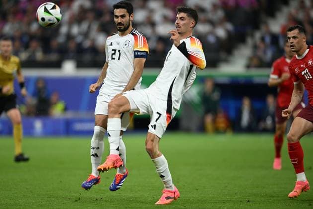 IIlkay Gundogan (Germany)Kai Havertz (Germany)Granit Xhaka (Switzerland) during the UEFA EURO, EM, Europameisterschaft,Fussball Germany 2024 match between Switzerland 1-1 Germany at Frankfurt Arena on June 23, 2024 in Frankfurt, Germany. Noxthirdxpartyxsales  (257435664)
