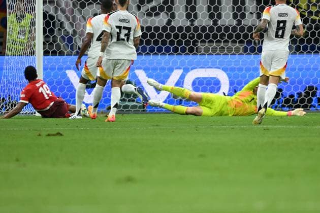 Dan Ndoye (Switzerland)Manuel Neuer (Germany) he scored the first goal for his team during the UEFA EURO, EM, Europameisterschaft,Fussball Germany 2024 match between Switzerland 1-1 Germany at Frankfurt Arena on June 23, 2024 in Frankfurt, Germany. Noxthirdxpartyxsales  (257435692)