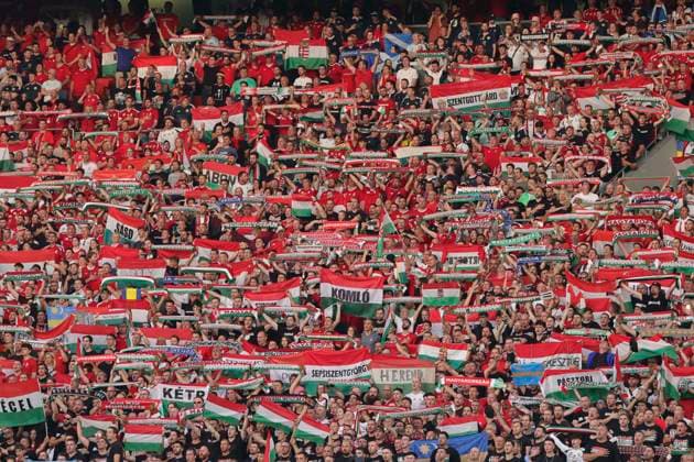 Scotland v Hungary UEFA EURO, EM, Europameisterschaft,Fussball 2024 Group A The Hungary fans sing the National Anthem before the UEFA Euro 2024 Group A match between Scotland and Hungary at Hampden Park, Glasgow Copyright: xPaulxChestertonx FIL-20273-0155 UK Newspapers OUT