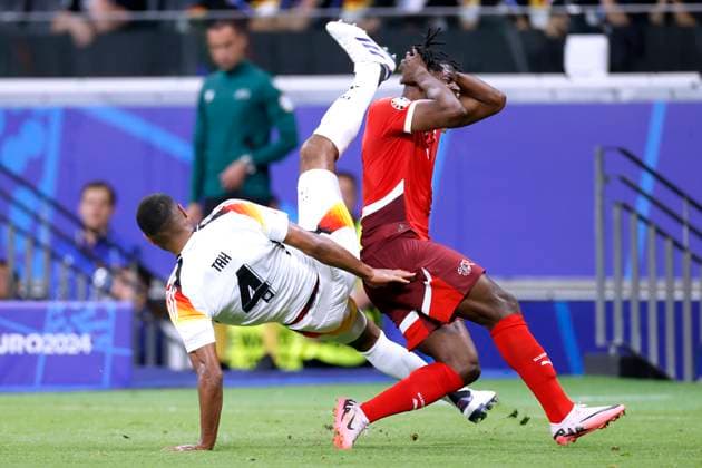 TAH Jonathan Team Germany with EMBOLO Breel UEFA Football EURO 2024 in Germany Preliminary Round Match Group A Switzerland Germany 1 1 on 23 06 2024 in Frankfurt DFL REGULATIONS PROHIBIT ANY USE OF PHOTOGRAPHS as IMAGE SEQUENCES and or QUASI VIDEO Copyright: xLacixPerenyix