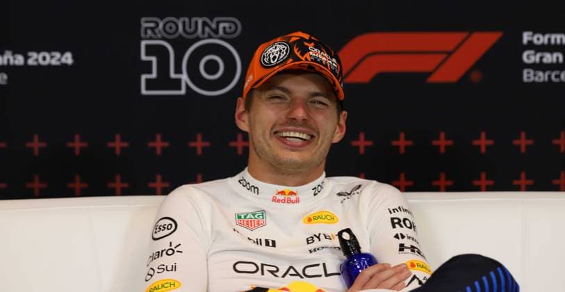 June 23, 2024, Sabadell, Barcelona, Spain: Montmelo Spain June 23, 2024 Max Verstappen (1 NL Redbull) laughs during race at the Formula 1 Aramaco Spain Grand Prix 2024 in Montmelo Spain on 23 June 2024 Sabadell Spain - ZUMAu50_ 20240623_zsp_u50_059 Copyright: xXavixUrgelesx