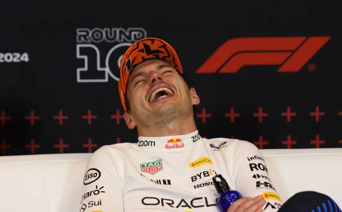 June 23, 2024, Sabadell, Barcelona, Spain: Montmelo Spain June 23, 2024 Max Verstappen (1 NL Redbull) laughs during race at the Formula 1 Aramaco Spain Grand Prix 2024 in Montmelo Spain on 23 June 2024 Sabadell Spain - ZUMAu50_ 20240623_zsp_u50_081 Copyright: xXavixUrgelesx