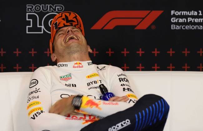 June 23, 2024, Sabadell, Barcelona, Spain: Montmelo Spain June 23, 2024 Max Verstappen (1 NL Redbull) laughs during race at the Formula 1 Aramaco Spain Grand Prix 2024 in Montmelo Spain on 23 June 2024 Sabadell Spain - ZUMAu50_ 20240623_zsp_u50_147 Copyright: xXavixUrgelesx