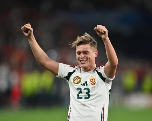 STUTTGART, GERMANY - JUNE 23: Kevin Csoboth of Hungary celebrates during the UEFA EURO, EM, Europameisterschaft,Fussball 2024 group stage match between Scotland and Hungary at Stuttgart Arena on June 23, 2024 in Stuttgart, Germany. Photo by Sebastian Frej Scotland v Hungary: Group A - UEFA EURO 2024 Copyright: xSebastianxFrej MBxMediax
