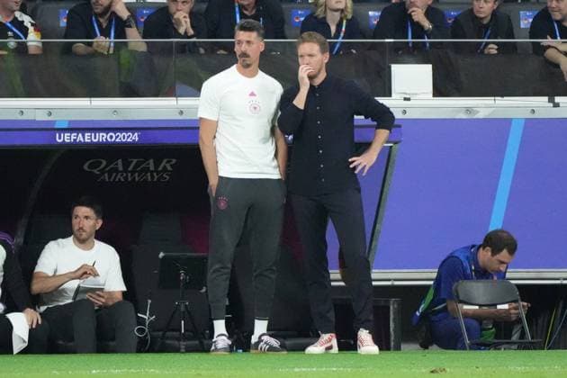 National coach Julian Nagelsmann Germany Germany and co-coach assistant coach Sandro Wagner Germany Germany Germany pensive Frankfurt 23 06 2024 Germany vs Switzerland, EURO2024 M25, Group A, EM Arena Frankfurt