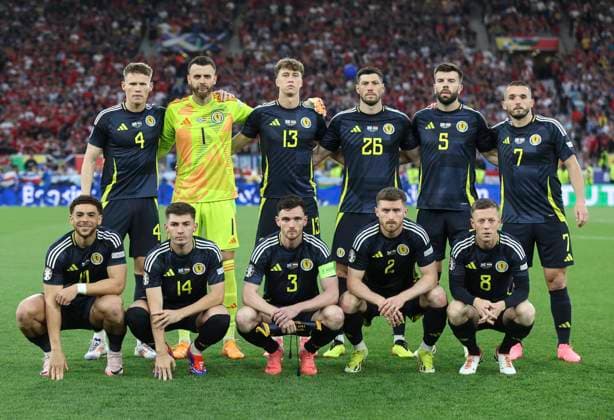Football - 2024 UEFA European Championship, EM, Europameisterschaft Finals - Group A - Scotland vs Hungary - Stuttgart Arena - Sunday 23rd June 2024 The Scotland team photo 