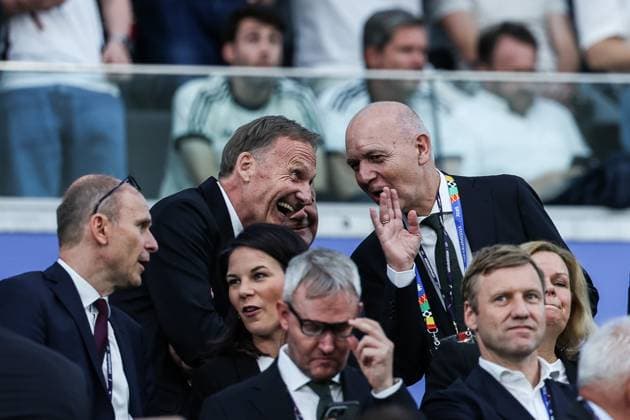 Sport, Football, UEFA EURO 2024 Group A 3 Matchday Switzerland Germany 23 06 2024, Frankfurt Arena Hans Joachim Watzke DFB Vice President Bernd Neuendorf DFB President Frankfurt am Main Frankfurt Arena Hessen Germany