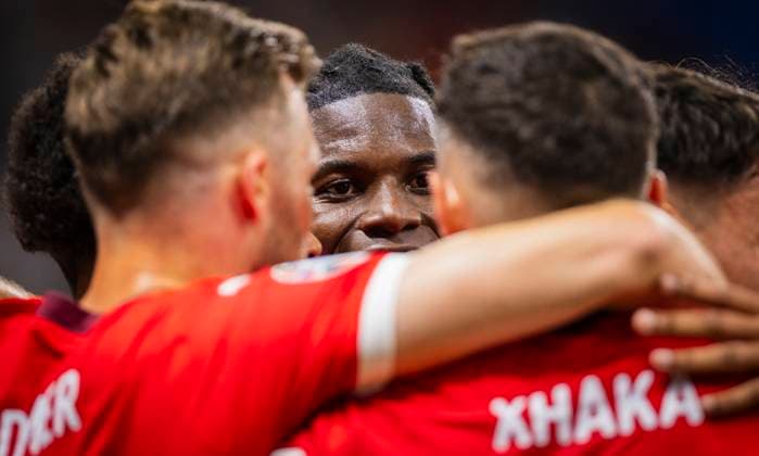Frankfurt, Germany 23rd Jun 2024 Goal celebration Breel Embolo SUI Granit Xhaka SUI Switzerland Germany Switzerland Germany 23 06 2024