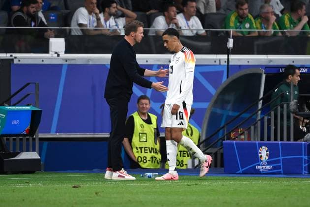 Germany coach Julian Nagelsmann Germany changes Jamal Musiala Germany 23 06 2024, European Football Championship 2024, Preliminary round, 3 Matchday Switzerland Germany 1 1 Frankfurt Frankfurt Arena Hessen Germany Team2
