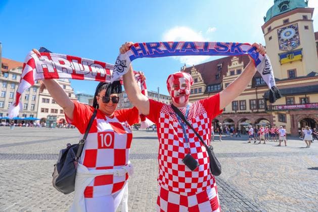 PXL_CRO football fans Croatian football fans in Leipzig, Germany before UEFA EURO, EM, Europameisterschaft,Fussball 2024 football match Croatia - Italy on 24. June 2024. SanjinxStrukic PIXSELL