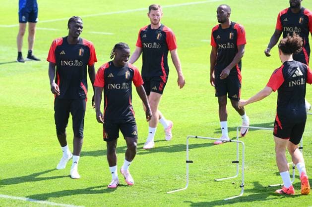 EURO 2024, Nationalteam Belgien, Training Belgium Media Activities - UEFA EURO, EM, Europameisterschaft,Fussball 2024 24 06 2024 FREIBERG AM NECKA, GERMANY - JUNE 24 : Doku Jeremy forward of Belgium during a training session of the Belgian Red Devils at the UEFA EURO 2024 European Football Championship tournament on June 24, 2024 in Freiberg am Necka, Germany, 24 06 2024 Freiberg am Necka Germany  Copyright: xVincentxKalutx