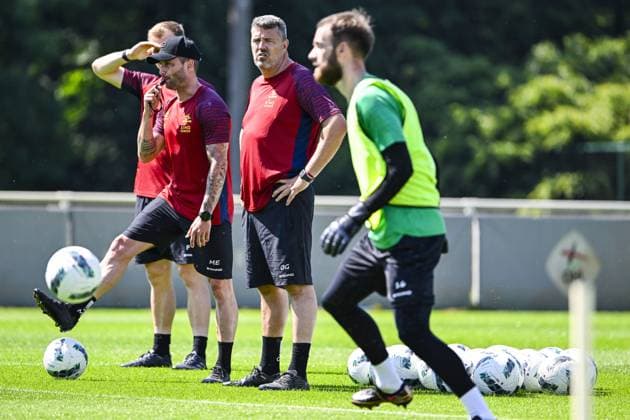 EURO 2024, Nationalteam Belgien, Training OHL s head coach Oscar Garcia pictured during a training session of Belgian soccer team Oud-Heverlee Leuven, Monday 24 June 2024 in Oud-Heverlee, Leuven, in preparation of the upcoming 2024-2025 season of the Jupiler Pro League first division. TOM GOYVAERTS TomxGoyvaerts  x95169331x