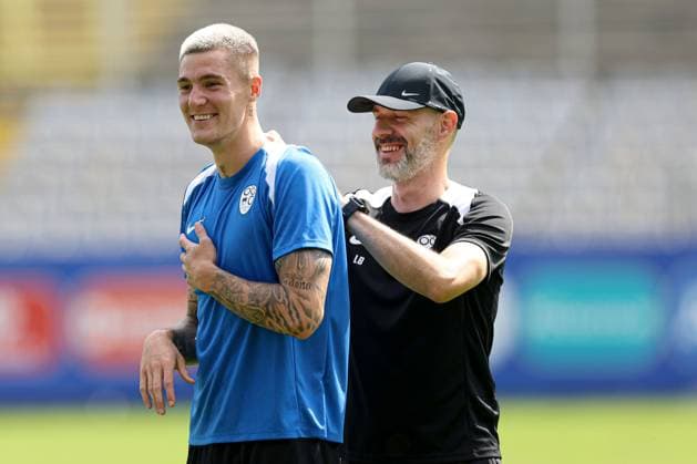 EURO 2024, Nationalteam Slowenien, Training Benjamin Sesko of Slovenia during the training session Slovenia Training, UEFA European Championship, EM, Europameisterschaft 2024, Group C, Football, Stadion am Zoo, Wuppertal, Germany, 24 Jun 2024 EDITORIAL USE ONLY No use with unauthorised audio, video, data, fixture lists, club league logos or live services. Online in-match use limited to 120 images, no video emulation. No use in betting, games or single club league player publications.  Copyright: xPaulxCurrie Shutterstockx 14555190y