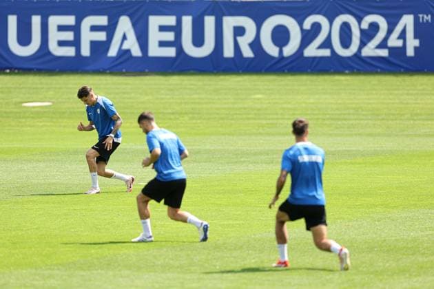 EURO 2024, Nationalteam Slowenien, Training Slovenia during the training session Slovenia Training, UEFA European Championship, EM, Europameisterschaft 2024, Group C, Football, Stadion am Zoo, Wuppertal, Germany, 24 Jun 2024 EDITORIAL USE ONLY No use with unauthorised audio, video, data, fixture lists, club league logos or live services. Online in-match use limited to 120 images, no video emulation. No use in betting, games or single club league player publications.  Copyright: xPaulxCurrie Shutterstockx 14555190aw
