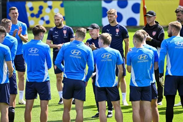 Czech national football team training before the last match of Group F against Turkey within the European Football Championships in Norderstedt, Germany, June 24, 2024. In the middle is head coach Ivan Hasek. (CTKxPhoto VitxSimanek) CTKPhotoP2024062403147  CTKPhotoP2024062403147