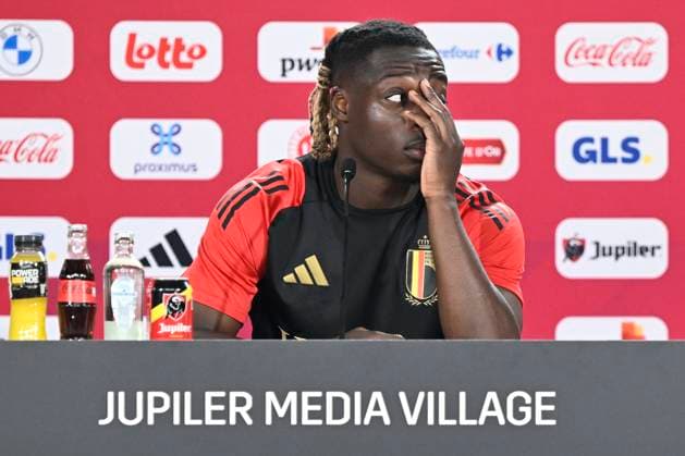 Belgium Media Activities - UEFA EURO, EM, Europameisterschaft,Fussball 2024 24 06 2024 FREIBERG AM NECKA, GERMANY - JUNE 24 : Doku Jeremy forward of Belgium talking to the press during a press conference, PK, Pressekonferenz of the Belgian Red Devils at the UEFA EURO 2024 European Football Championship tournament on June 24, 2024 in Freiberg am Necka, Germany, 24 06 2024 Freiberg am Necka Germany  Copyright: xPeterxDexVoechtx