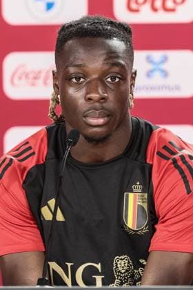 Belgium s Jeremy Doku pictured during a press conference, PK, Pressekonferenz of Belgian national soccer team Red Devils, Monday 24 June 2024 at their base camp in Freiberg am Neckar, Germany, during the UEFA EURO, EM, Europameisterschaft,Fussball 2024 European Soccer Championships. The Red Devils play in Group E at the Euro 2024 European Championships in Germany and have one last game to play. BRUNOxFAHY  x95171631x