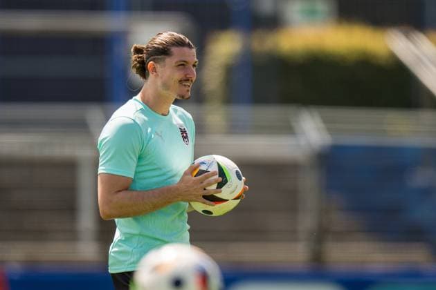 EURO 2024, Nationalteam Österreich, Training SOCCER - UEFA EURO, EM, Europameisterschaft,Fussball 2024 BERLIN,GERMANY,24.JUN.24 - UEFA EURO 2024, group stage, Austria vs Netherlands, preview, training Team AUT. Image shows Marcel Sabitzer (AUT).  GEPAxpictures xJohannesxFriedl