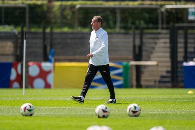 Sport Bilder des Tages EURO 2024, Nationalteam Österreich, Training SOCCER - UEFA EURO, EM, Europameisterschaft,Fussball 2024 BERLIN,GERMANY,24.JUN.24 - UEFA EURO 2024, group stage, Austria vs Netherlands, preview, training Team AUT. Image shows head coach Ralf Rangnick (AUT).  GEPAxpictures xJohannesxFriedl
