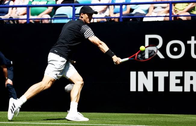 Billy Harris of Great Britain in action during their match. Rothesay International Eastbourne, Day 2, Tennis, Devonshire Park, Eastbourne, UK - 24 June 2024  Copyright: xJamesxMarsh Shutterstockx 14551026m
