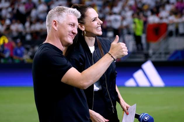 SEDLACZEK Esther ARD TV presenter with SCHWEINSTEIGER Bastian UEFA Football EURO 2024 in Germany preliminary round match Group A Switzerland Germany 1 1 on 23 06 2024 in Frankfurt DFL REGULATIONS PROHIBIT ANY USE OF PHOTOGRAPHS as IMAGE SEQUENCES and or QUASI VIDEO Copyright: xLacixPerenyix