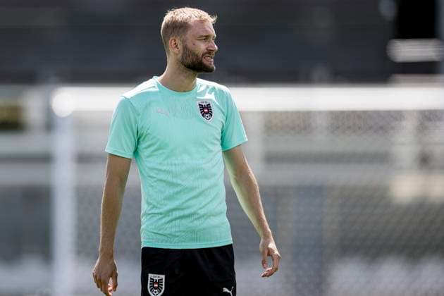 Austria training session, Euro 2024, Berlin Germany Berlin, Germany. 24th, June 2024. Konrad Laimer of Austria seen during a MD-1 training session at the Stadion auf dem Wurfplats in Berlin. Berlin Germany  Copyright: xGonzalesxPhoto LassexLagonix