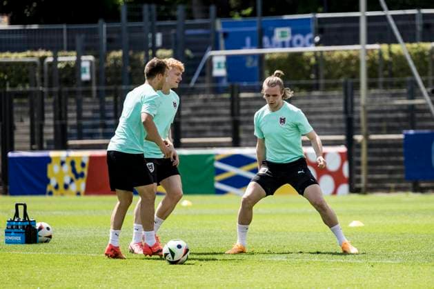 Austria training session, Euro 2024, Berlin Germany Berlin, Germany. 24th, June 2024. Patrick Wimmer of Austria seen during a MD-1 training session at the Stadion auf dem Wurfplats in Berlin. Berlin Germany  Copyright: xGonzalesxPhoto LassexLagonix