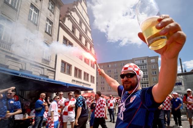 PXL_CRO football fans Croatian football fans in Leipzig, Germany before UEFA EURO, EM, Europameisterschaft,Fussball 2024 football match Croatia - Italy on 24. June 2024. MarkoxLukunic PIXSELL
