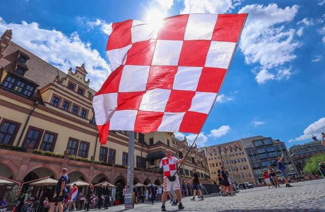 PXL_CRO football fans Croatian football fans in Leipzig, Germany before UEFA EURO, EM, Europameisterschaft,Fussball 2024 football match Croatia - Italy on 24. June 2024. SanjinxStrukic PIXSELL