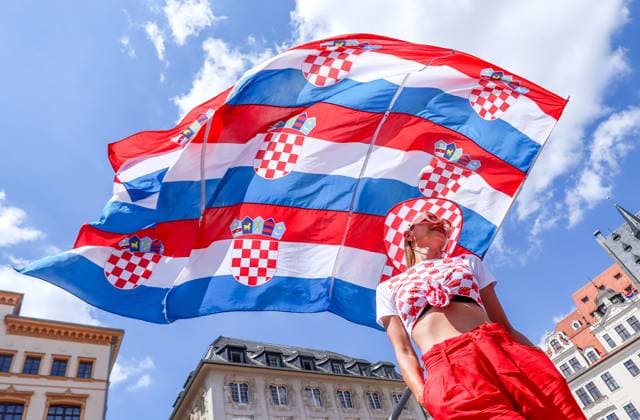 Sport Bilder des Tages PXL_CRO football fans Croatian football fans in Leipzig, Germany before UEFA EURO, EM, Europameisterschaft,Fussball 2024 football match Croatia - Italy on 24. June 2024. SanjinxStrukic PIXSELL